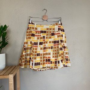 Wet Seal | Brown & Yellow 70s Style A-Line Skirt M